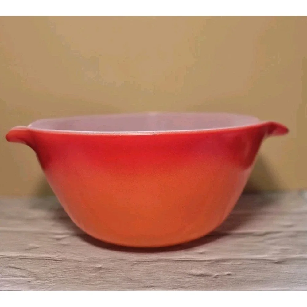Anchor Hocking Fire King Ware Cinderella Orange Ombre Bowl With Handles 1.5...
